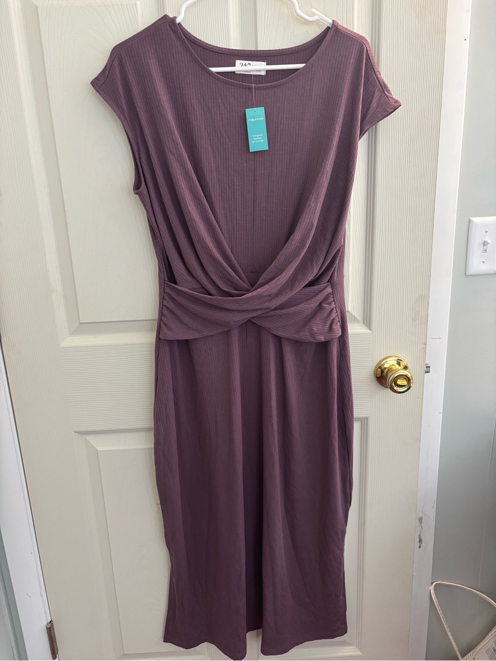 Women's Mauve Twist-Front Midi Dress